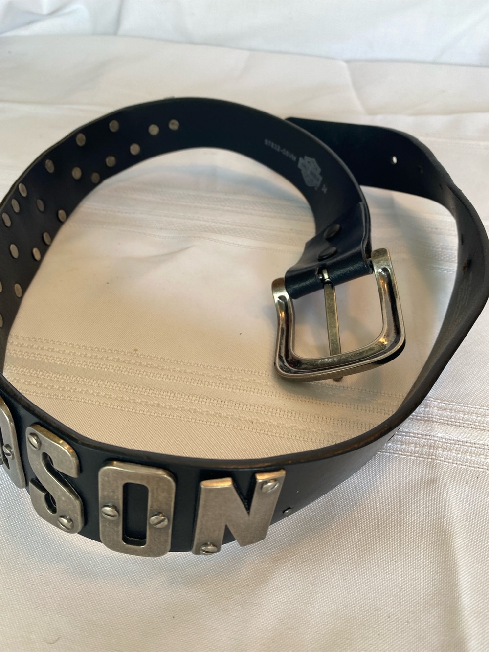 Vintage Harley-Davidson Motorcycle Black Leather Belt SPELLOUT size 34 - Picture 7 of 7